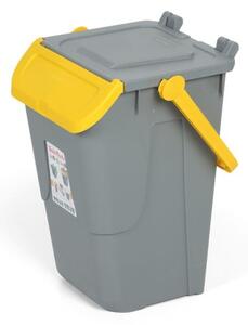 Plastikowy kosz do segregacji odpadów EKOLOGIA II, szaro-żółty