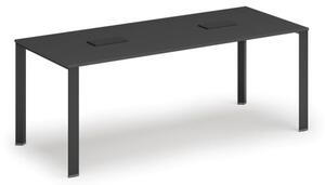 Stół INFINITY 2000 x 900 x 750, grafit + 2x port blatowy TYP I, czarny