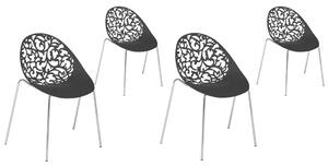 Zestaw 4 krzeseł do jadalni ażurowe siedzisko metalowe nóżki czarny Mumford Beliani