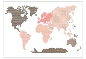 Naklejka World Map Pink