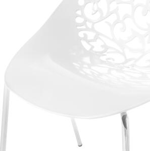 Zestaw 4 krzeseł do jadalni ażurowe siedzisko metalowe nóżki biały Mumford Beliani