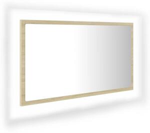 Lustro Åazienkowe LED, kolor dÄ b sonoma, 80x8,5x37 cm, akryl