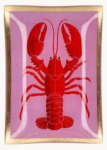 Ręcznie malowana taca na drobiazgi ze szkła Lobster