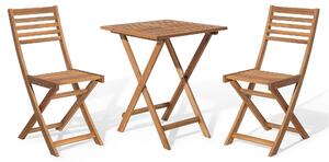 Składany zestaw mebli balkonowych drewno akacjowe brąz 2 krzesła stolik Fiji Beliani