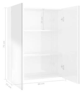 Szafka łazienkowa z lustrem, 60x15x75 cm, mdf, biel z połyskiem