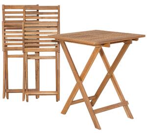 Składany zestaw mebli balkonowych drewno 2 krzesła stolik żółte poduchy Fiji Beliani