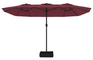 Podwójny parasol ogrodowy z LED, bordowy, 449x265 cm
