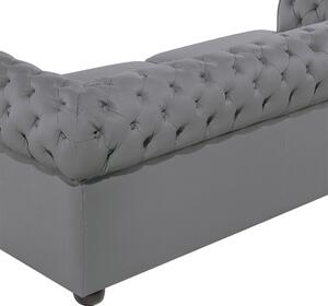 Nowoczesna sofa 3-osobowa skórzana pikowana szara Chesterfield Beliani
