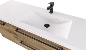 Szafka z umywalką typu loft 140 D ATH DC MAT - Drewnodekor mat- Uchwyt Czarny Mat