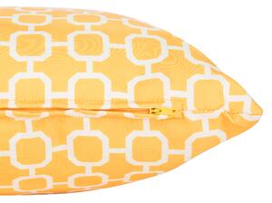 Ogrodowa poduszka dekoracyjna żółta 40 x 70 cm z wypełnieniem geometryczny wzór Beliani