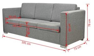 Sofa 3-osobowa, tapicerowana tkaninÄ , jasnoszara