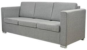 Sofa 3-osobowa, tapicerowana tkaninÄ , jasnoszara