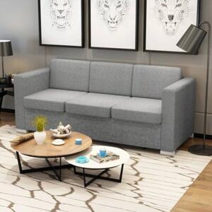 Sofa 3-osobowa, tapicerowana tkaninÄ , jasnoszara
