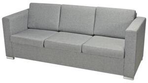 Sofa 3-osobowa, tapicerowana tkaninÄ , jasnoszara