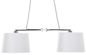 Podwójna lampa wisząca biała ze srebrnym nowoczesna dwa klosze Fucino Beliani