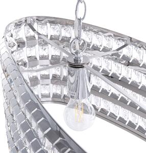 Lampa wisząca srebrna nowoczesna metalowa z kryształkami owalna Cavone Beliani