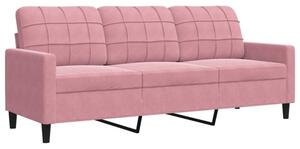 Sofa 3-osobowa, rÃ³Å¼owa, 180 cm, obita aksamitem