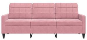 Sofa 3-osobowa, rÃ³Å¼owa, 180 cm, obita aksamitem