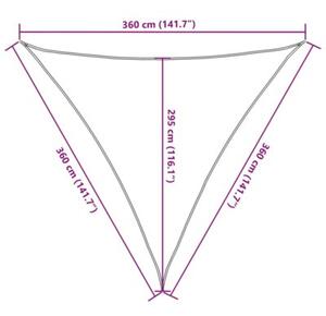 Żagiel przeciwsłoneczny, 160 g/m², jasnoszary, 3,6x3,6x3,6 m
