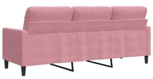 Sofa 3-osobowa, rÃ³Å¼owa, 180 cm, obita aksamitem