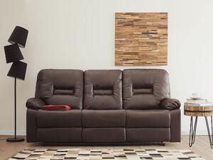 Sofa rozkładana dla 3 osób ekoskóra nowoczesna grube siedzisko brązowa Bergen Beliani