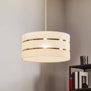 HELAM Lampa wisząca Helen z abażurem tekstylnym, biało-złota, Ø 40 cm
