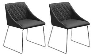 Zestaw 2 tapicerowanych krzeseł obiadowych ekoskóra pikowane czarne Arcata Beliani