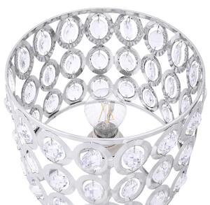 Lampa stołowa srebrna wysoki połysk z kryształkami metalowa 53 cm Tenna Beliani