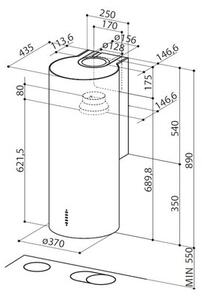 Okap FABER Cylindra Plus EV8 335.0606.998 P1291 Czarny mat 680m3/h 66dB klasa A