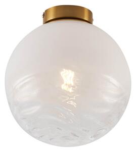 Designerska lampa sufitowa mosiężna z mlecznym szkłem - Pillon