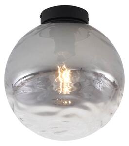 Designerska lampa sufitowa czarna z przydymionym szkłem - Pillon Oswietlenie wewnetrzne