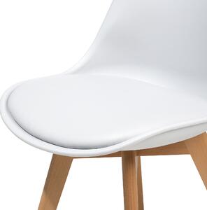 Zestaw 2 krzeseł do jadalni siedzisko z poduszka drewniane nóżki biały Dakota II Beliani