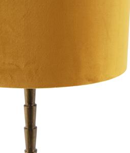 Lampa stołowa art deco brąz klosz welurowy żółty 35cm - Pisos Oswietlenie wewnetrzne