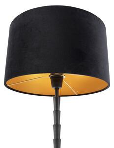 Lampa stołowa art deco czarna klosz welurowy czarny 35cm - Pisos Oswietlenie wewnetrzne