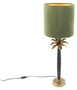 Lampa stołowa art deco klosz welurowy zielony 25 cm - Areka Oswietlenie wewnetrzne