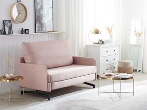 Rozkładana sofa do spania dla 2 osób tapicerowana poliester różowa Belfast Beliani