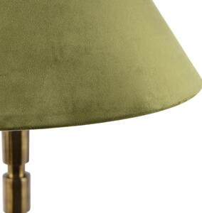Lampa stołowa art deco brąz klosz welurowy zielony 50cm - Torre Oswietlenie wewnetrzne