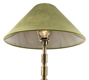 Lampa stołowa art deco brąz klosz welurowy zielony 50cm - Torre Oswietlenie wewnetrzne