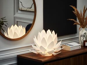 Nowoczesna lampa stołowa biurkowa w kształcie kwiatu biała Musone Beliani