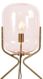 Lampa podłogowa art deco mosiądz różowe szkło - Bliss Oswietlenie wewnetrzne