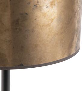 Lampa stołowa czarna klosz postarzany brąz 35cm - Simplo Oswietlenie wewnetrzne