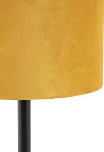 Lampa stołowa czarna klosz welurowy ochra-złoty 25cm - Simplo Oswietlenie wewnetrzne