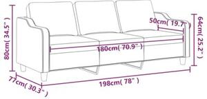 Sofa 3-osobowa, ciemnoszara, 180 cm, tapicerowana tkaninÄ