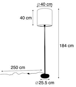 Lampa podłogowa mosiądz klosz welurowy czarny 40cm - Simplo Oswietlenie wewnetrzne