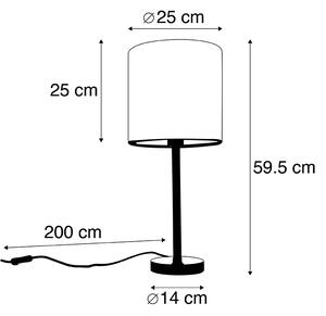 Lampa stołowa mosiądz klosz welurowy zielono-złoty 25cm - Simplo Oswietlenie wewnetrzne