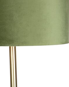 Lampa podłogowa mosiądz klosz welurowy zielony 40cm - Simplo Oswietlenie wewnetrzne