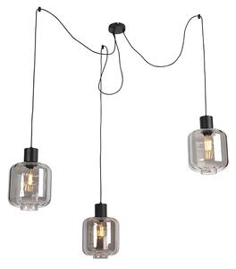 Designerska lampa wisząca czarna szkło przydymione 3-źródła światła 226cm - Qara Oswietlenie wewnetrzne