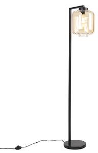 Designerska lampa podłogowa szkło bursztynowe - Qara Oswietlenie wewnetrzne