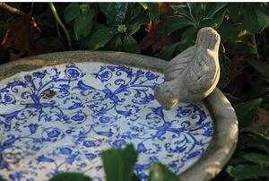 Niebiesko-białe ceramiczne poidełko dla ptaków Esschert Design