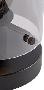 Designerska lampa stołowa czarna przydymione szkło 25cm - Dome Oswietlenie wewnetrzne